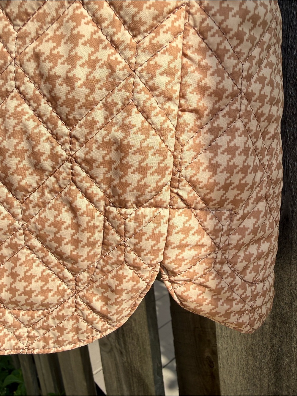 Lands End Quilted Jacket Tan Houndstooth PrimaLoft Insulated Women’s Plus 3X - Picture 7 of 12